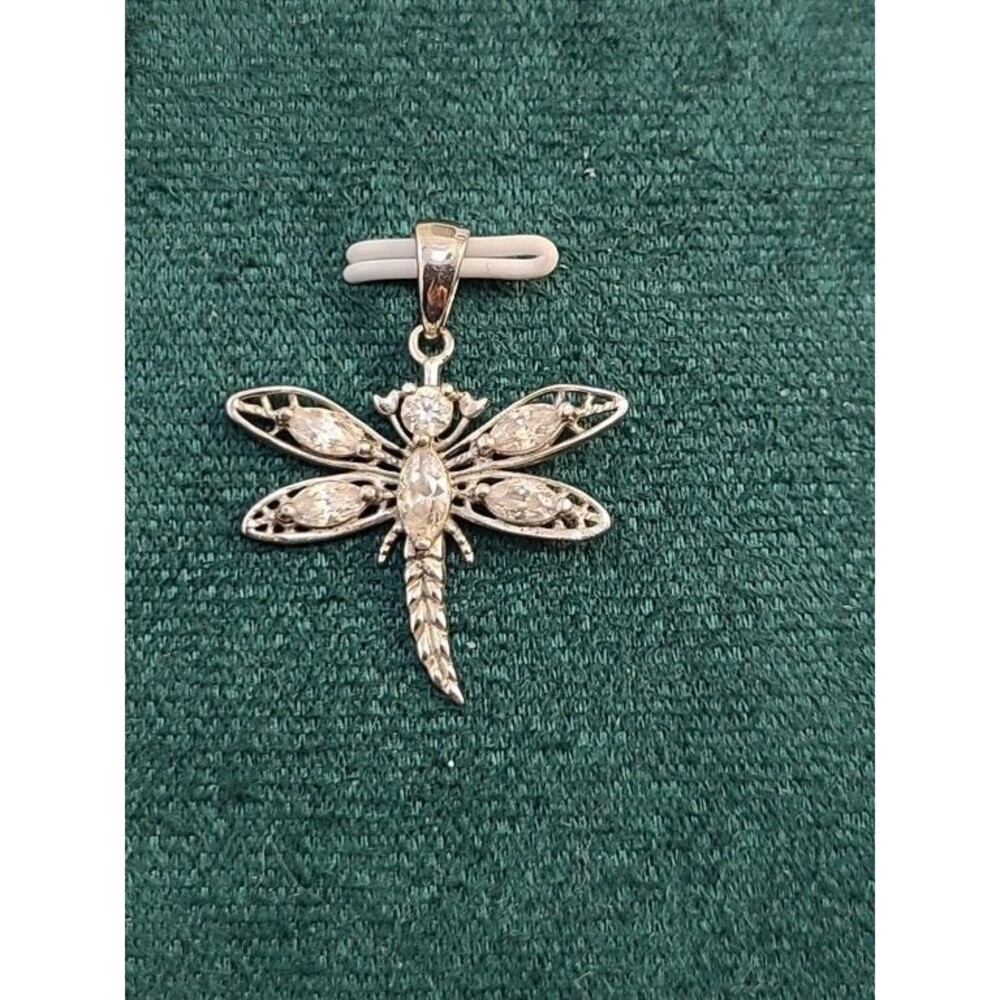 925 Sterling Silver Dragonfly Pendant Filigree CZ Wings Nature Charm Necklaces